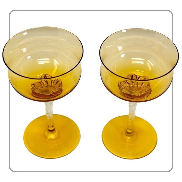 Amber Crystal Twist Stem Champaign Glasses (set of 2) - Picture 3 of 4